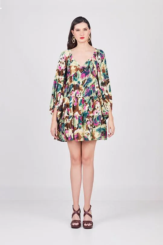 VESTIDO FLORAL CON MANGA LARGA