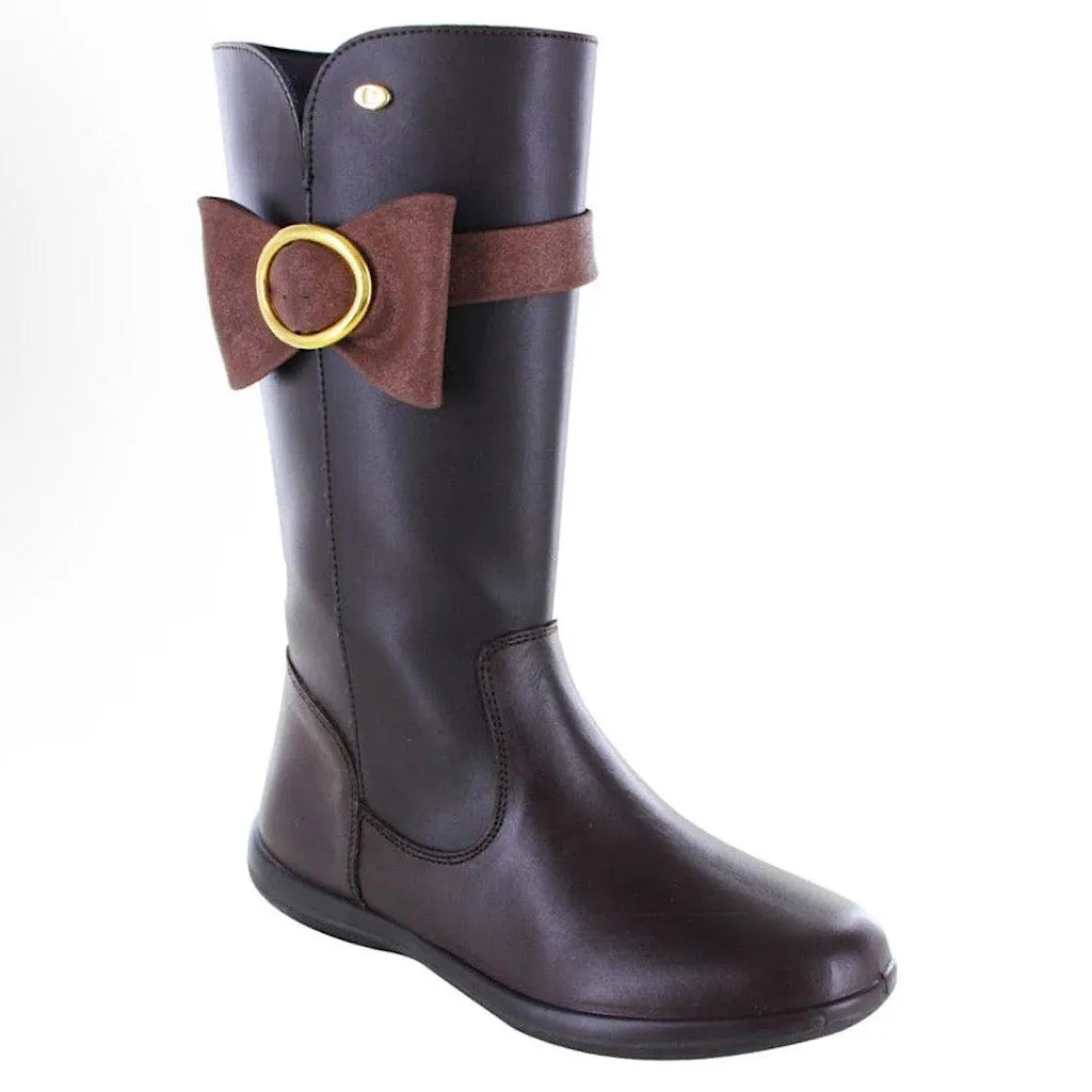 Bota café con moño niña Coqueta
