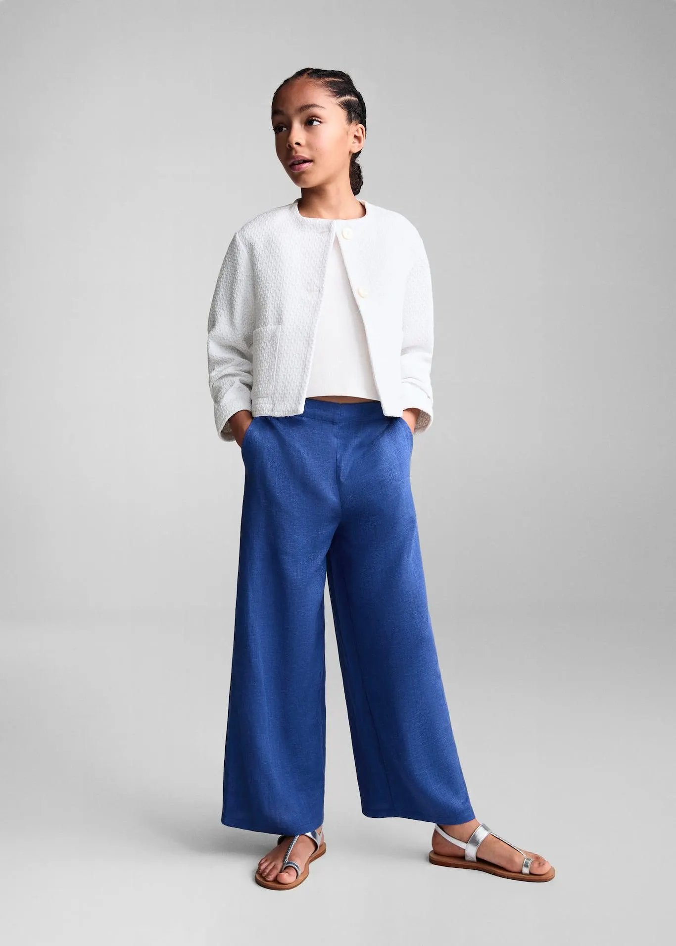 Chaqueta tweed bolsillos