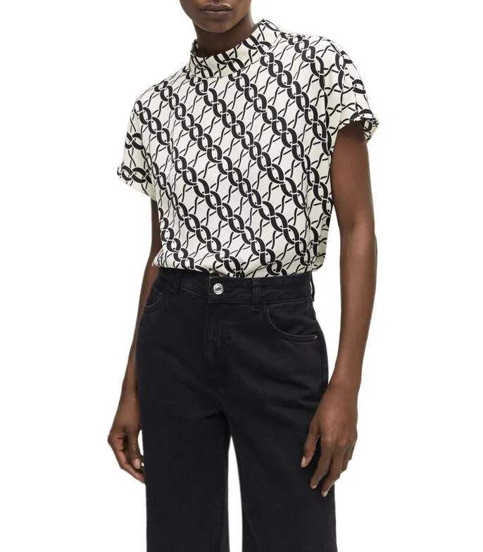 Blusa estampada con manga corta Mujer