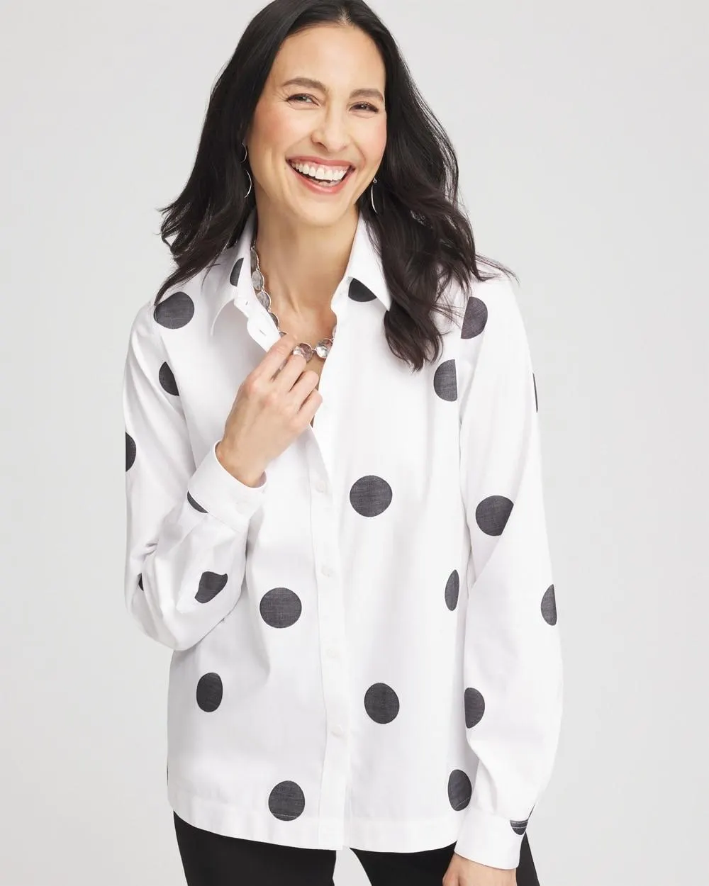 No Iron\u2122 Polka-Dot Jacquard Shirt