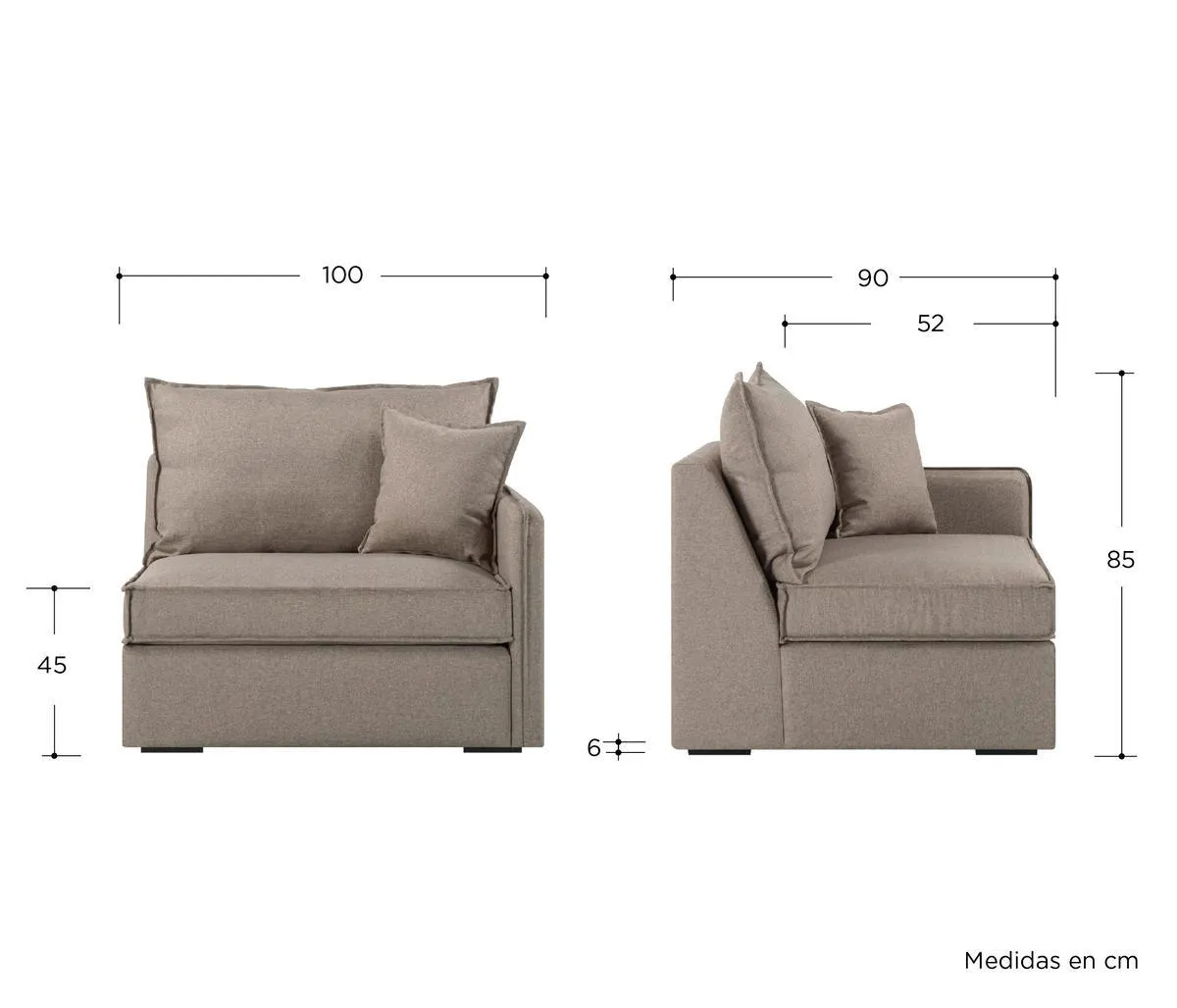 Sillón con brazo derecho Valverde - Beige