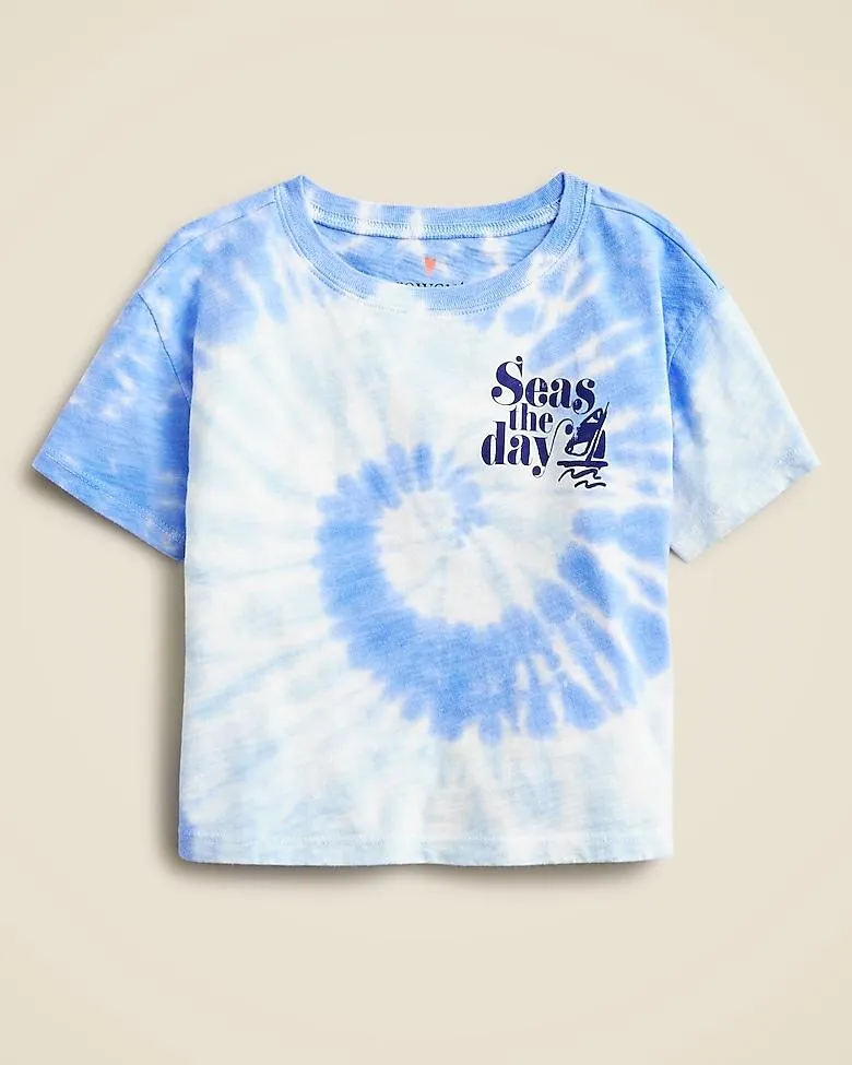 Girls' tie-dye "Seas the day" graphic T-shirt