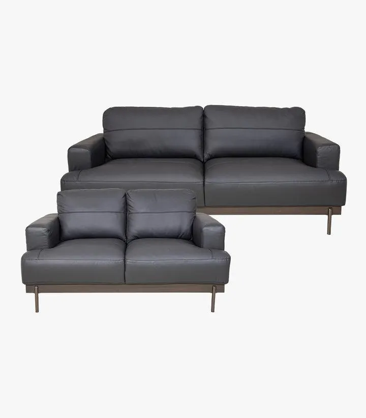 Sala Freco de Piel Color Gris - Sofá y Love Seat