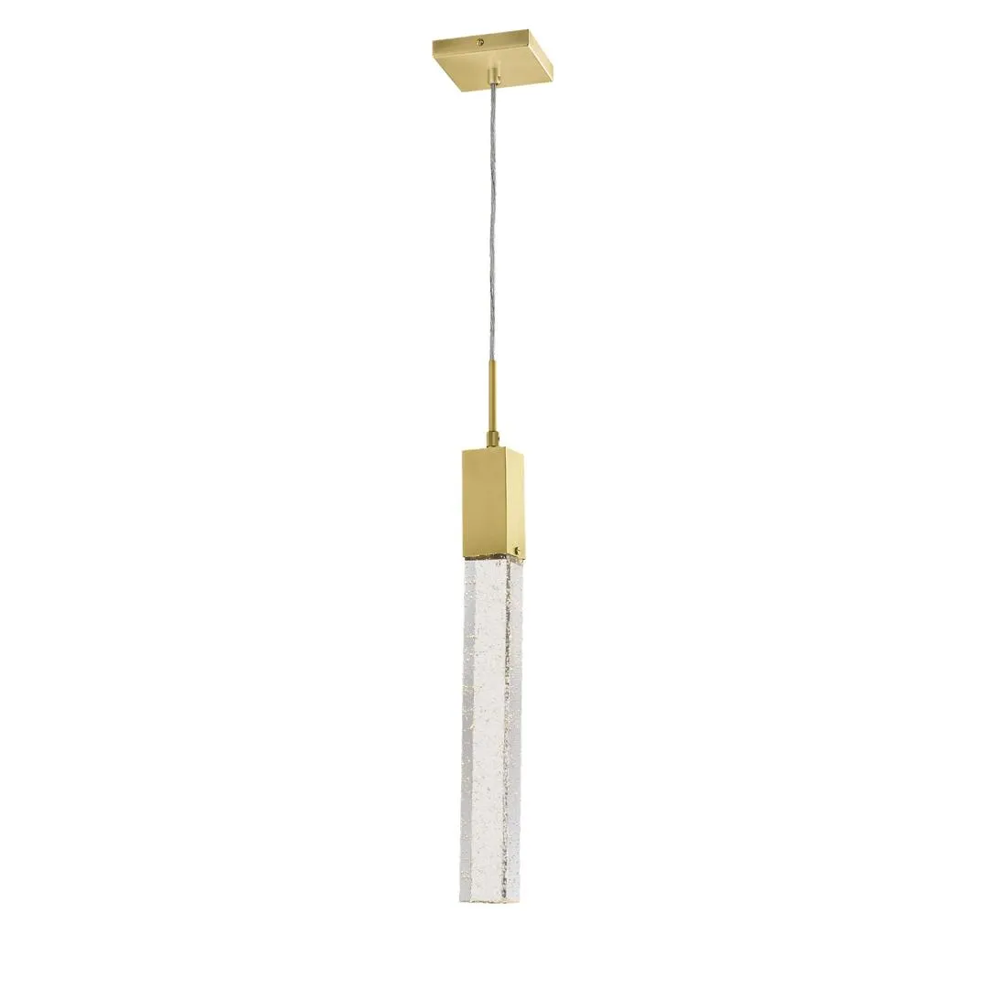 Lámpara colgante led de bloque 1 luz de aluminio y cristal claro con cable de 3m