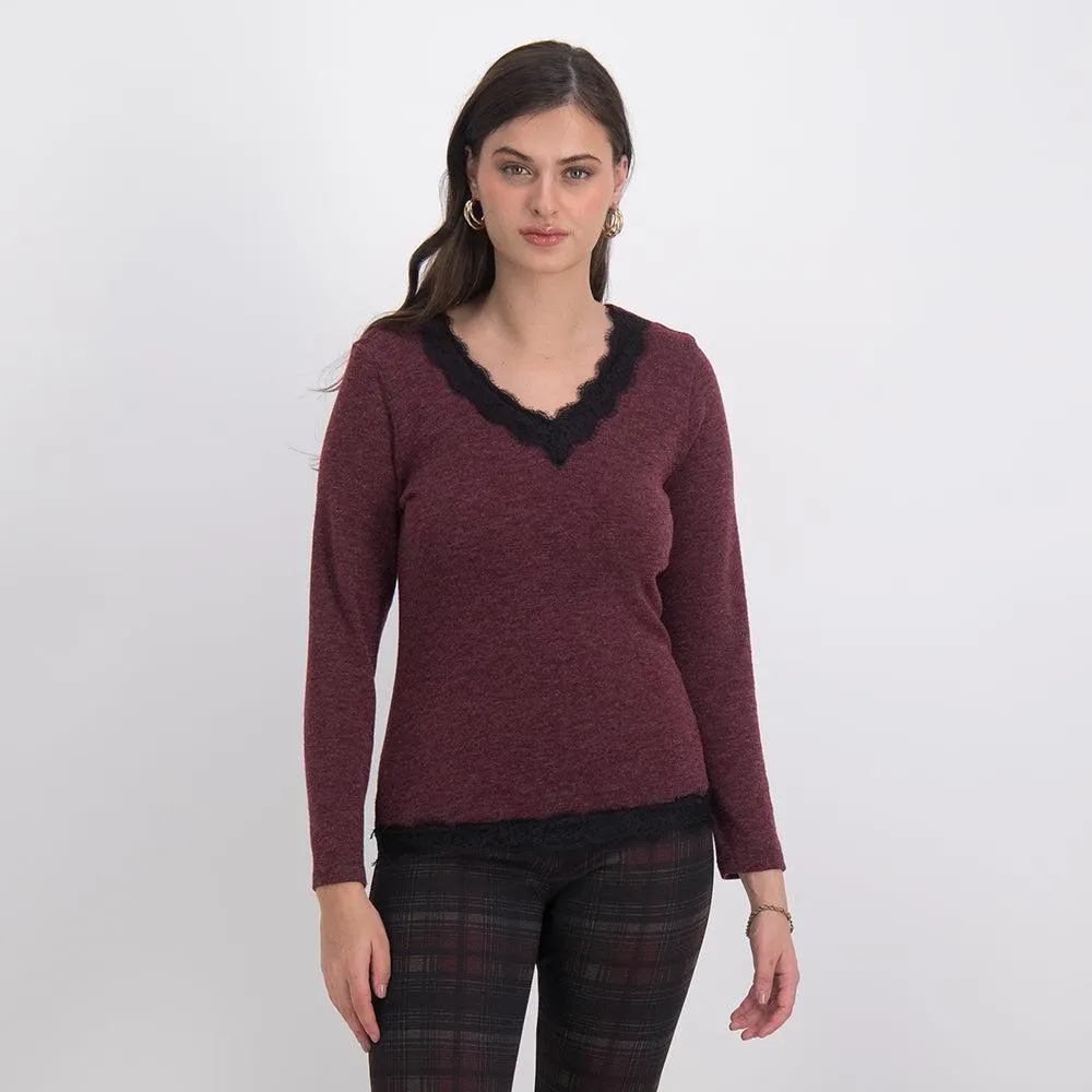 Suéter Encaje en V