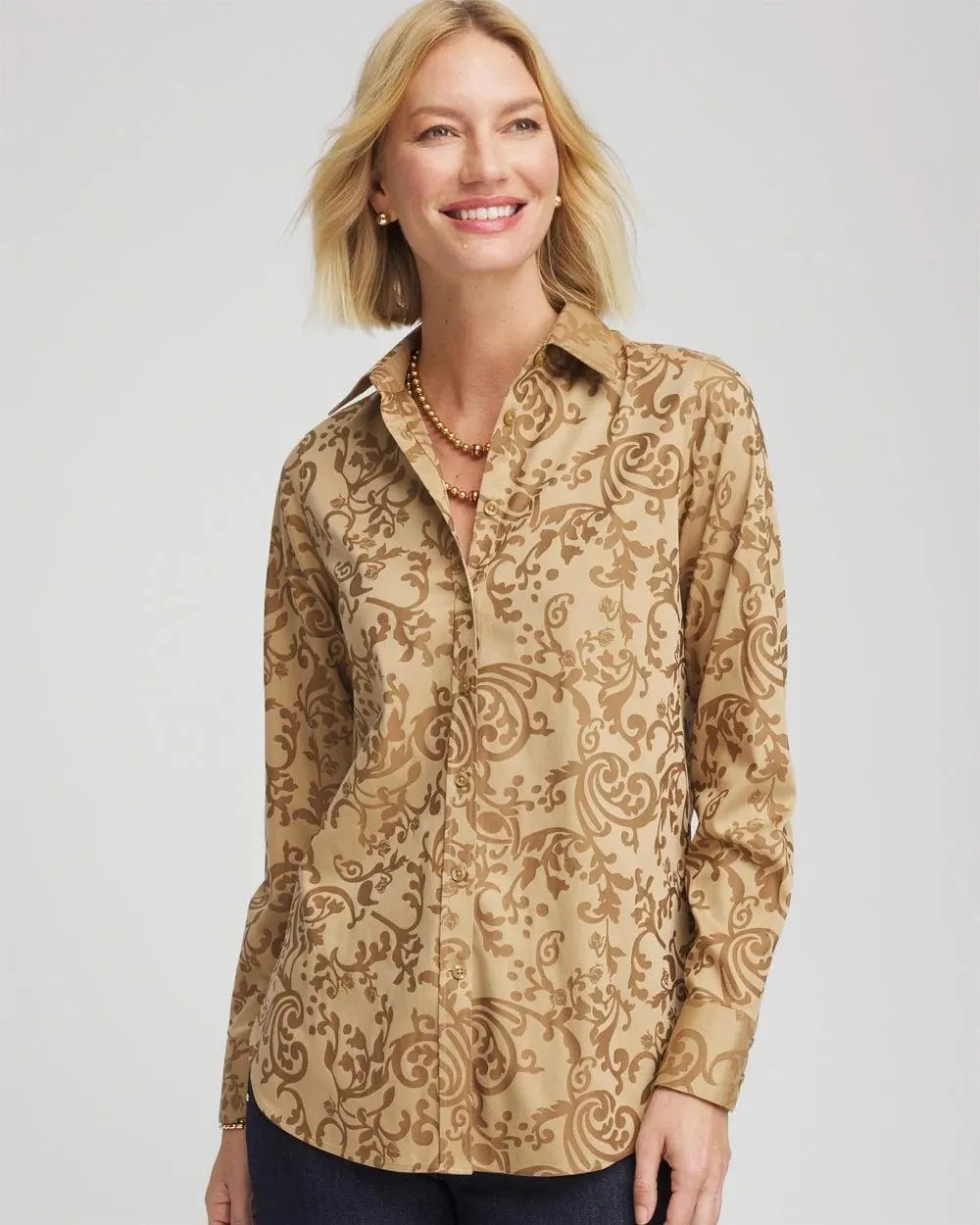 No Iron ™ Jacquard Scrolls Shirt