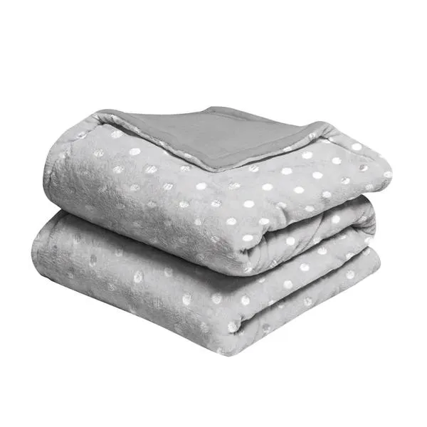 COBERTOR ALASKA GRIS BOLITAS
