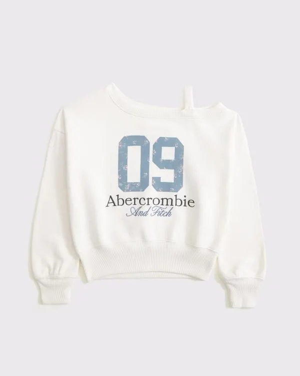 graphic logo off-the-shoulder sweatshirt