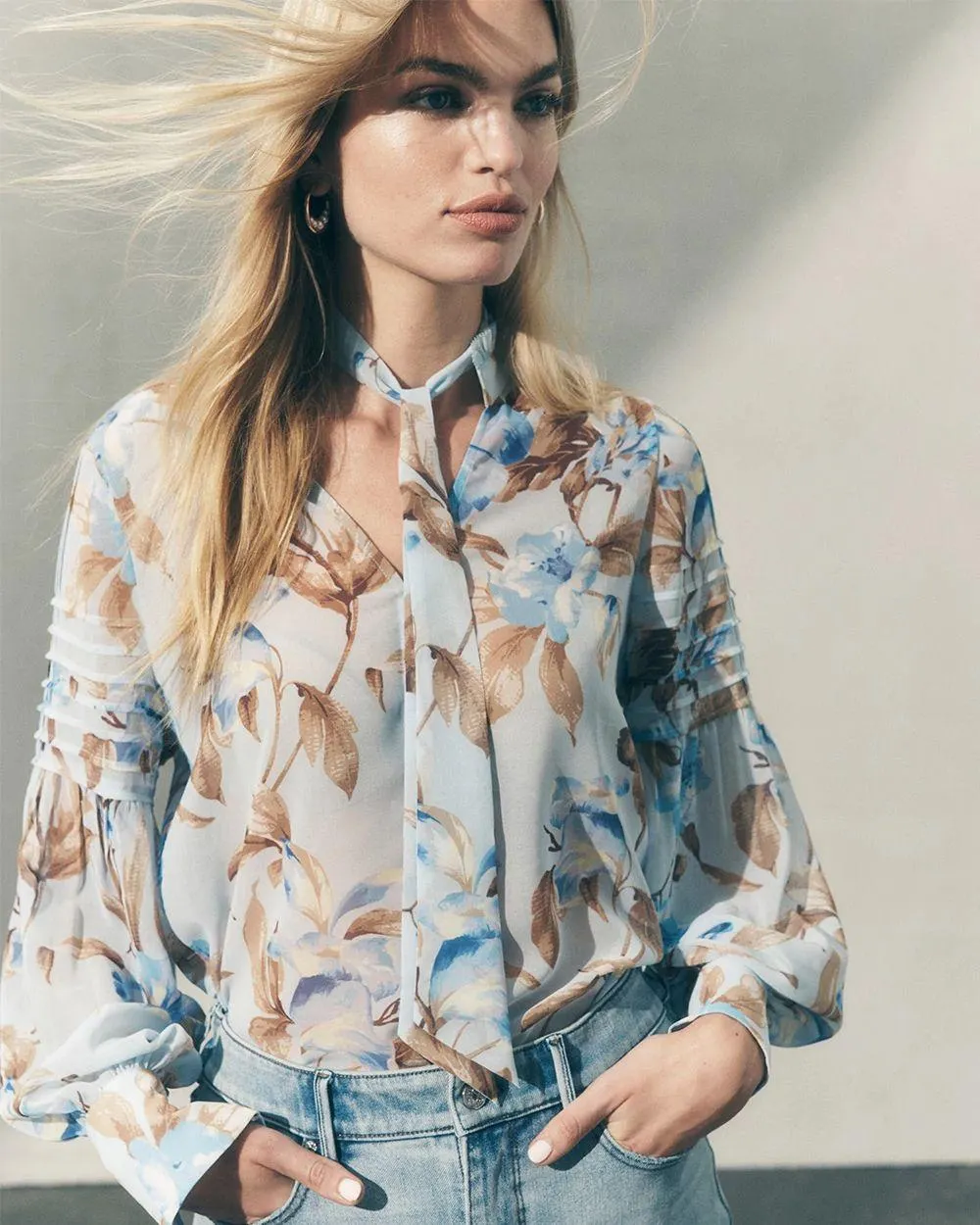 Tie Neck Chiffon Blouse