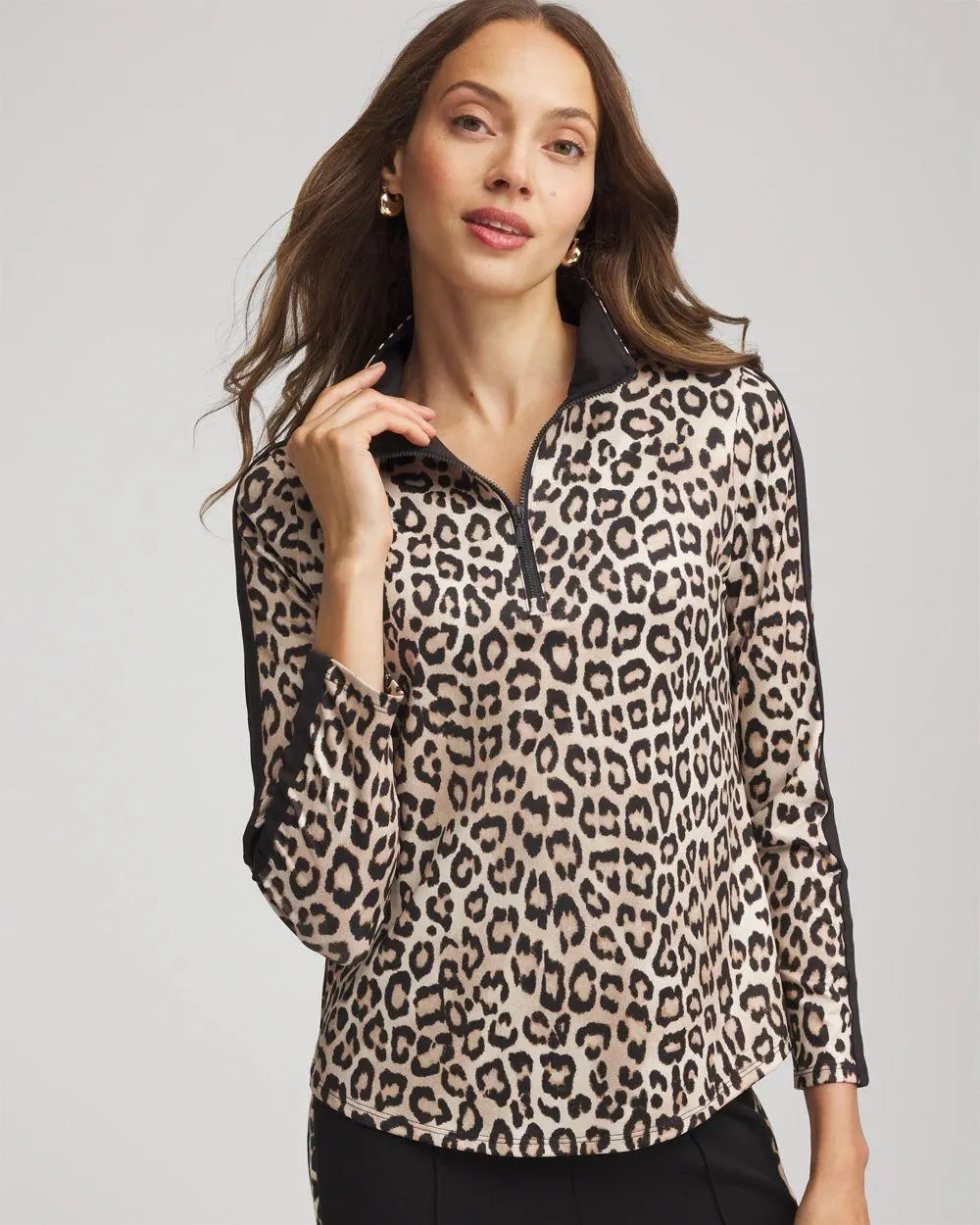 Zenergy ® UPF Animal-Print Half-Zip Pullover Top