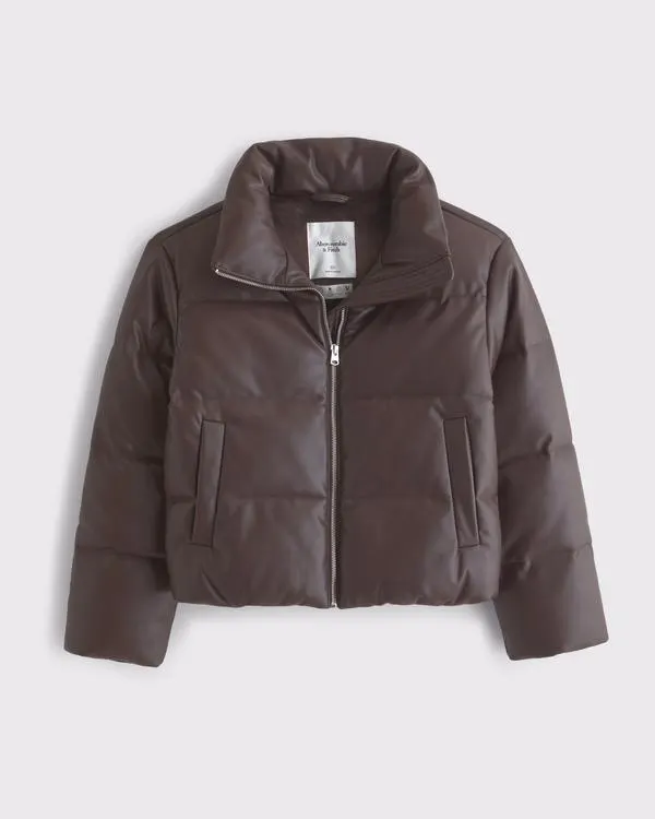 Vegan Leather Short Puffer