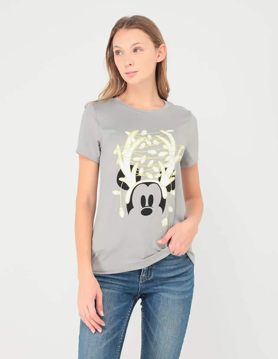 Playera manga corta Disney DTR Mickey Mouse cuello redondo para mujer
