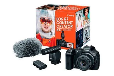 Cámara Canon EOS R7 Content Creator Kit / Micrófono DM-E1D. • Batería extra LP-E6NH