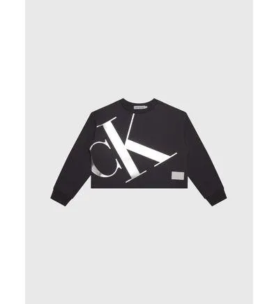 Sudadera Calvin Klein Monograma Niña Gris