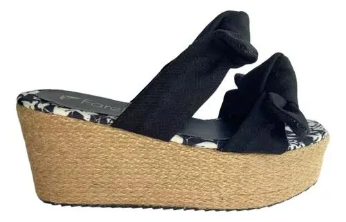 Sandalias Dama Plataforma Mujer Flores Corky Negro Fareli