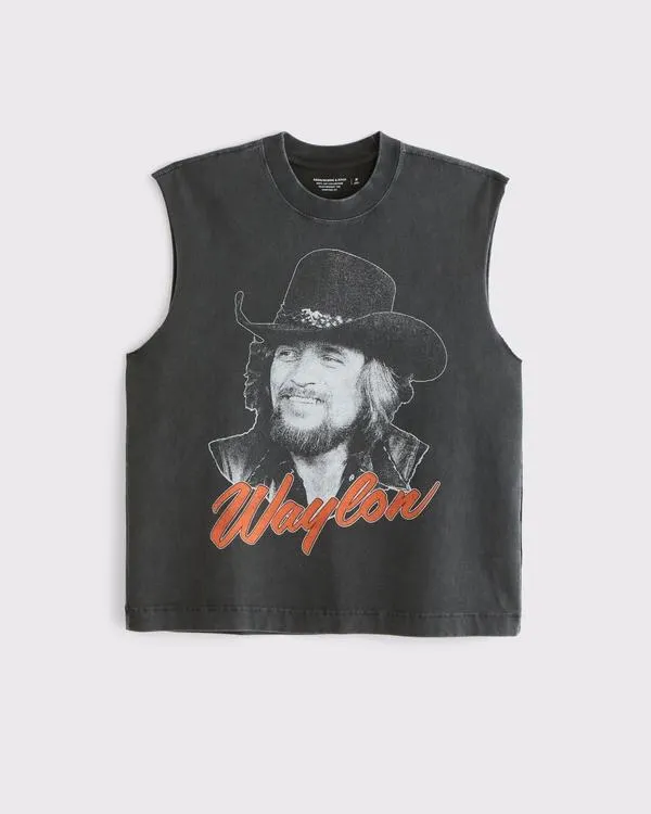 Premium Heavyweight Cropped Waylon Jennings Tank
