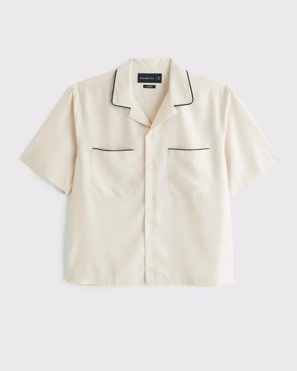 Camp Collar Cropped Cupro Shirt