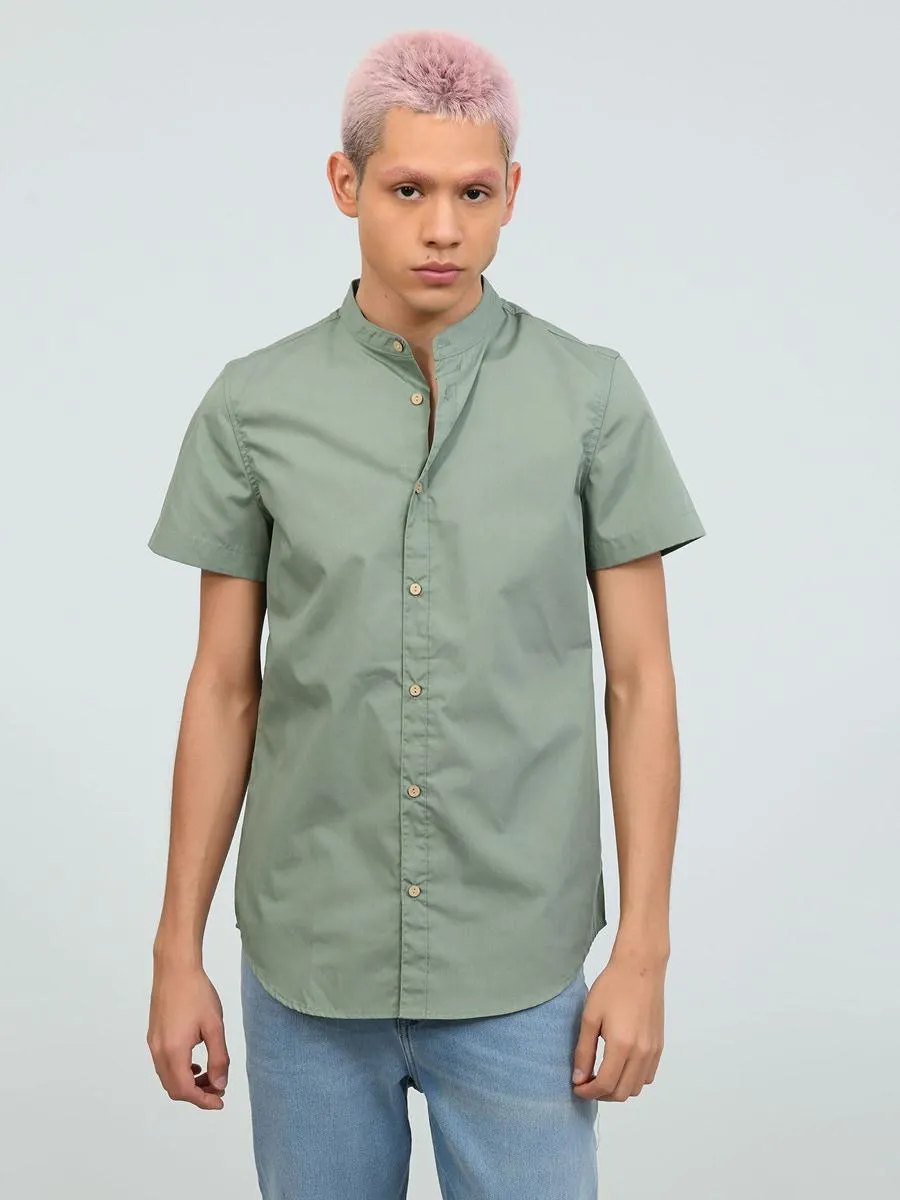 Camisa Long Fit Cuello Mao