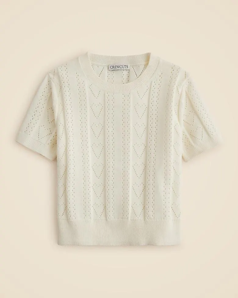 Girls' heart pointelle sweater-tee