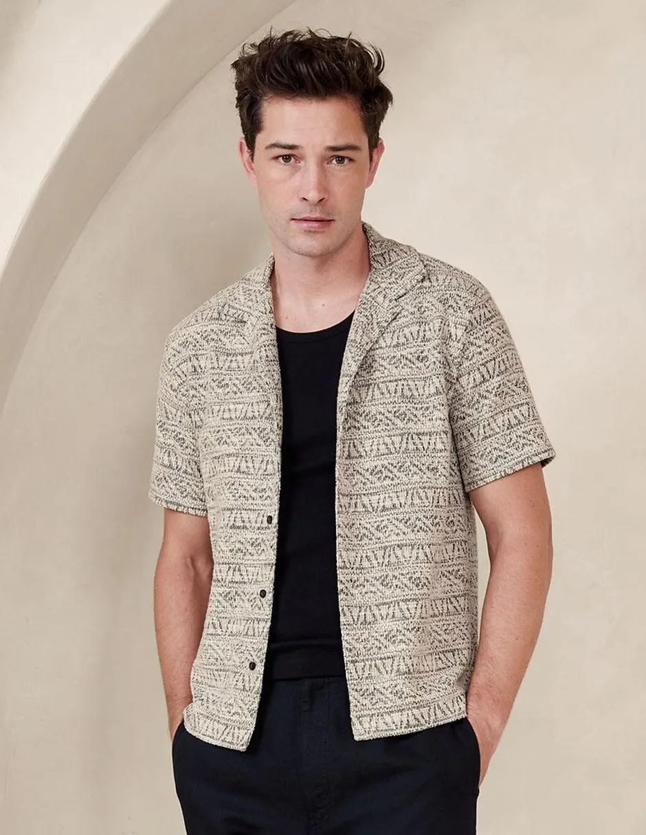 Sobrecamisa casual de algodón manga corta para hombre