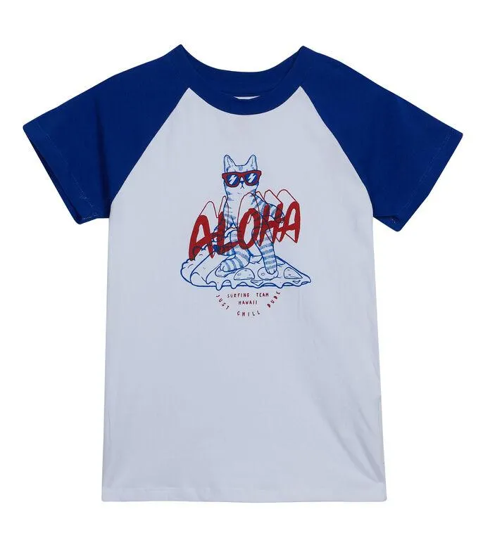 Playera con gato de manga corta Niño
