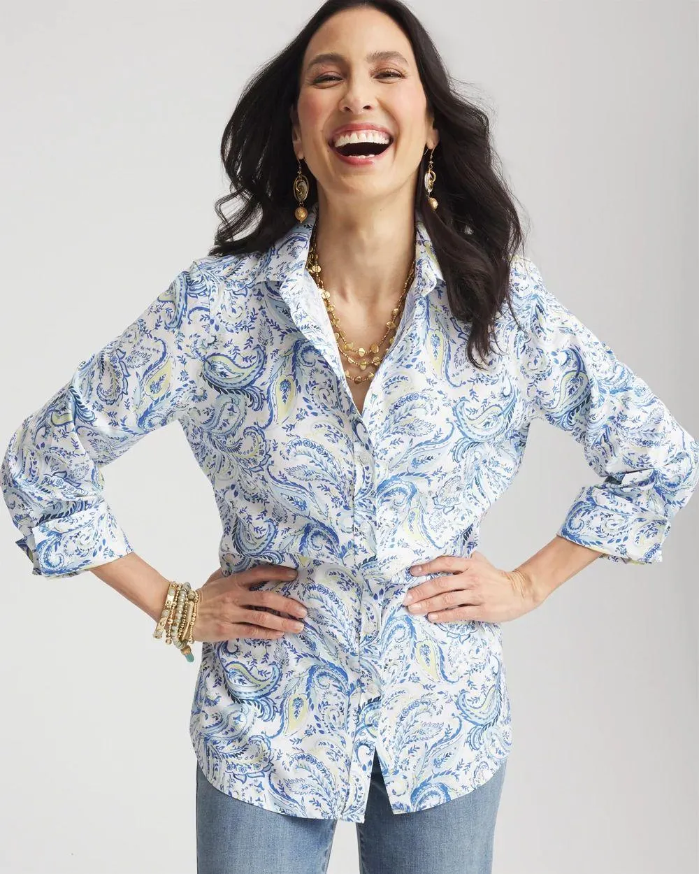 No Iron ™ Paisley Print Stretch Shirt