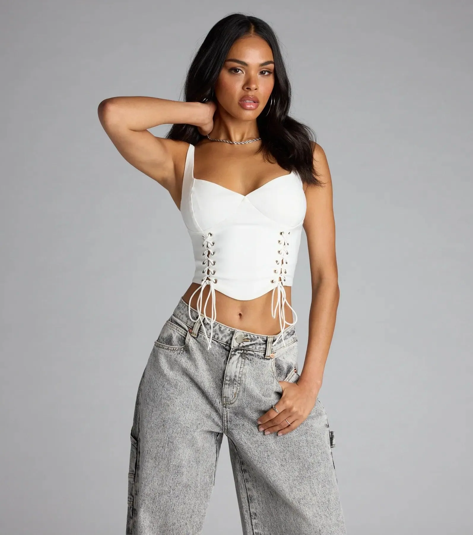 Secret Ties Lace-Up Corset Top