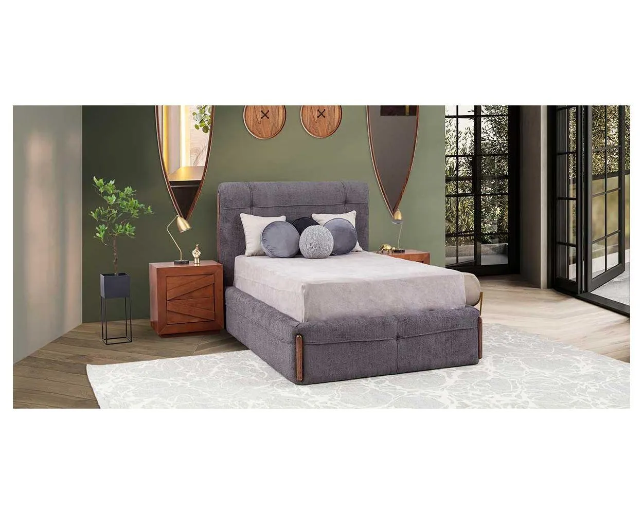 Cama Matrimonial Namora Gris