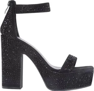 sandalia plataforma tacón con pedrería