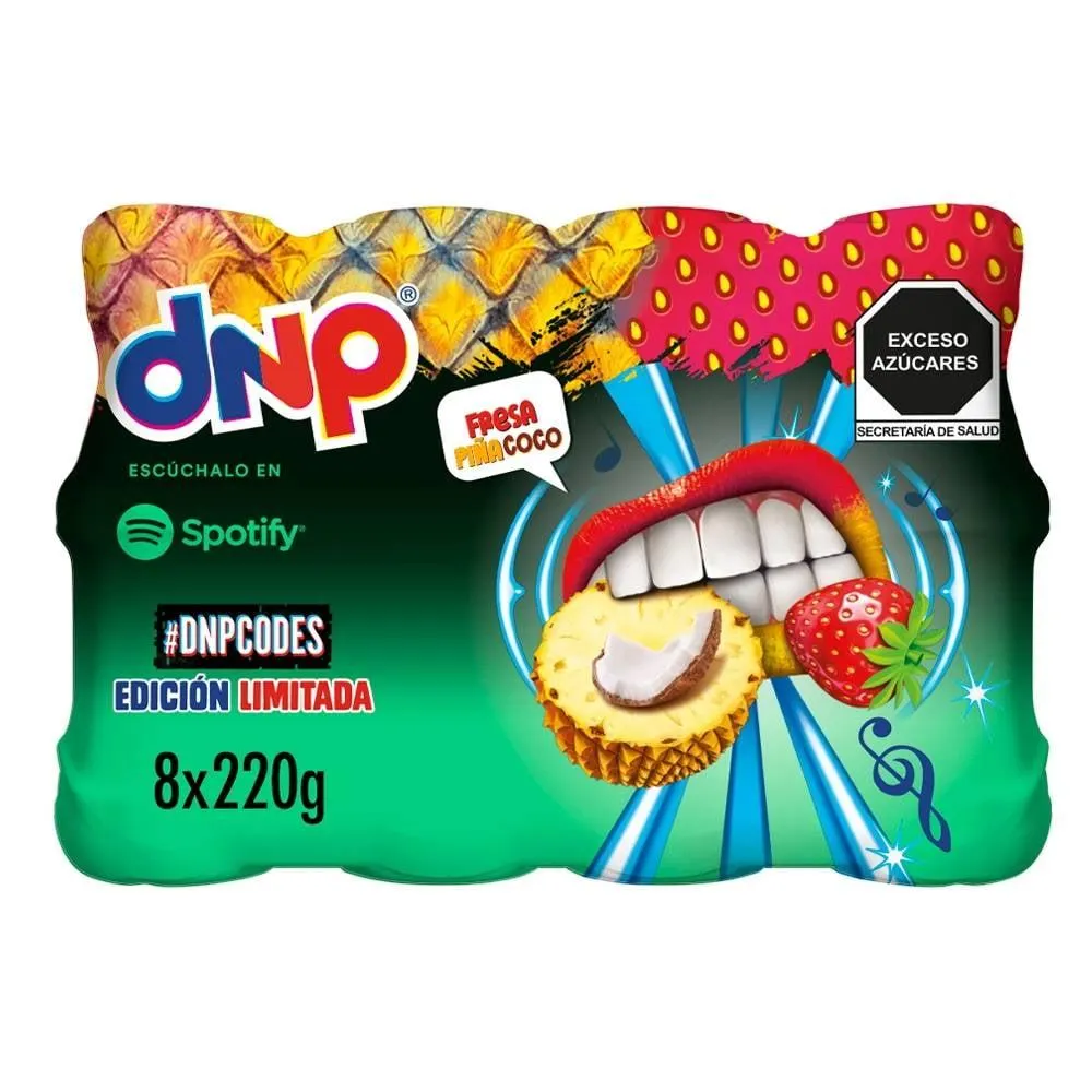 Alimento lácteo fermentado Danup fresa y piña coco 8 pzas 220 g c/u