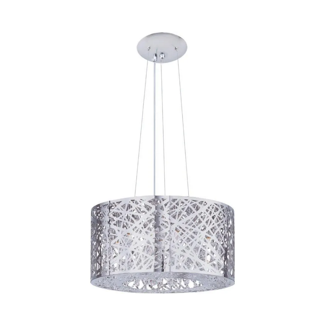 Lámpara colgante decorativa de metal en cromo pulido de 7 luces con cable de 3m