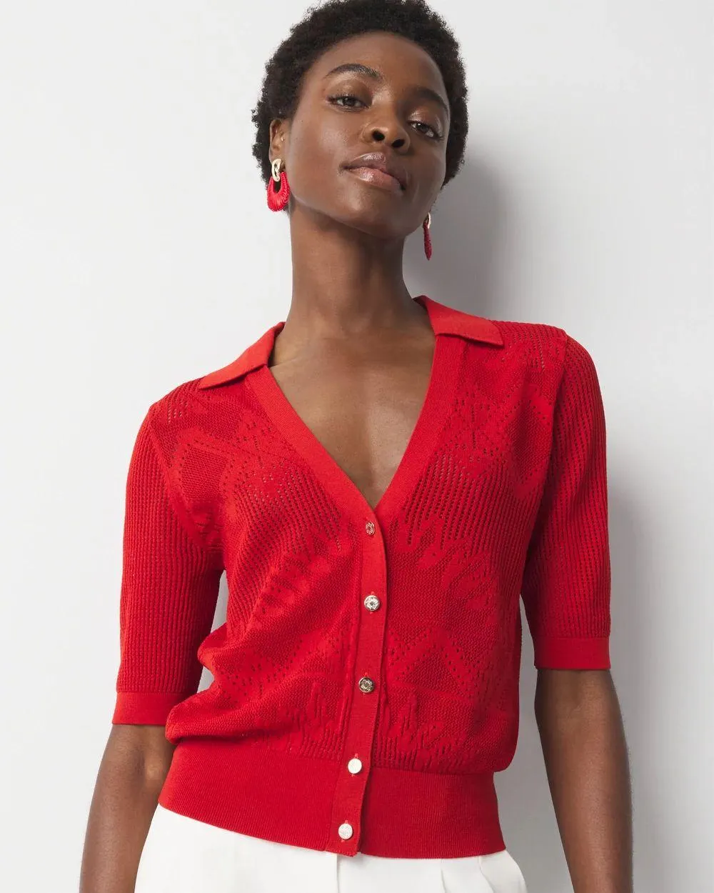 Pointelle Cardigan Sweater