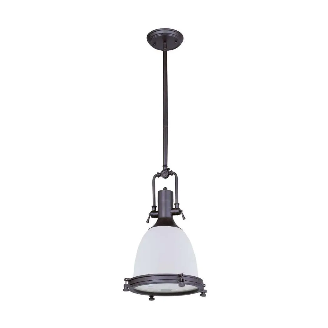 Lámpara colgante con base E26 de acero y vidrio en Acabado Negro con Blanco con cable de 1.5m