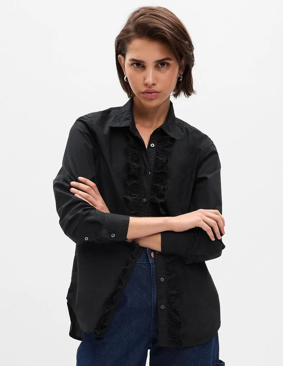 Camisa de algodón manga larga para mujer