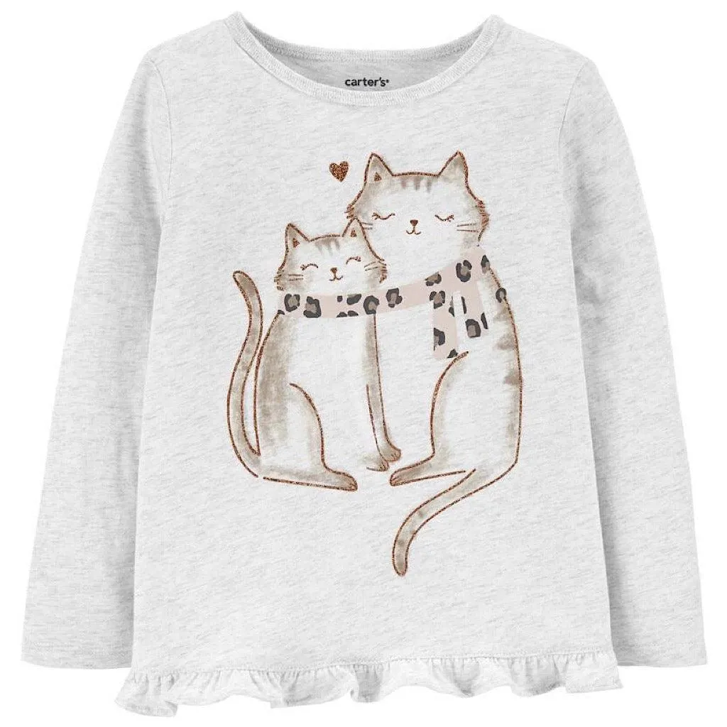 Blusa Carter’s gatitos manga larga niña preescolar