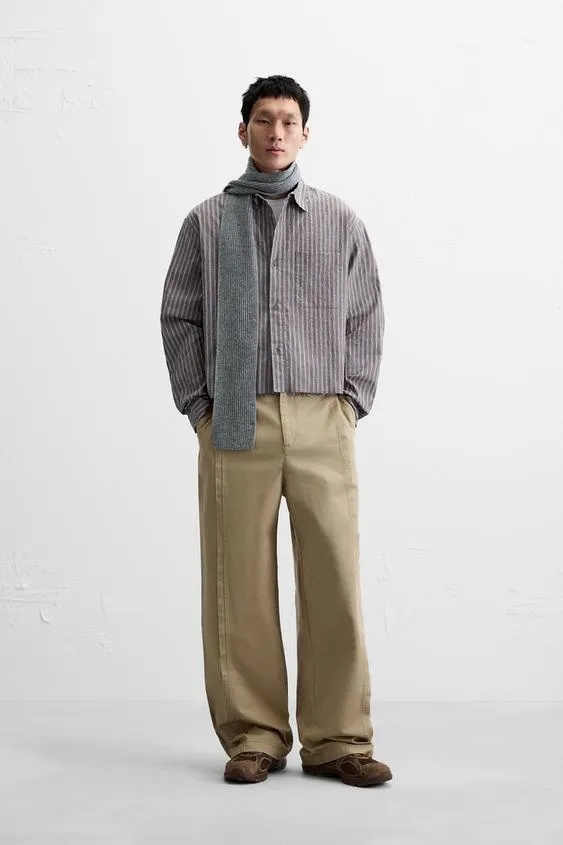 CAMISA CROPPED FIT A RAYAS