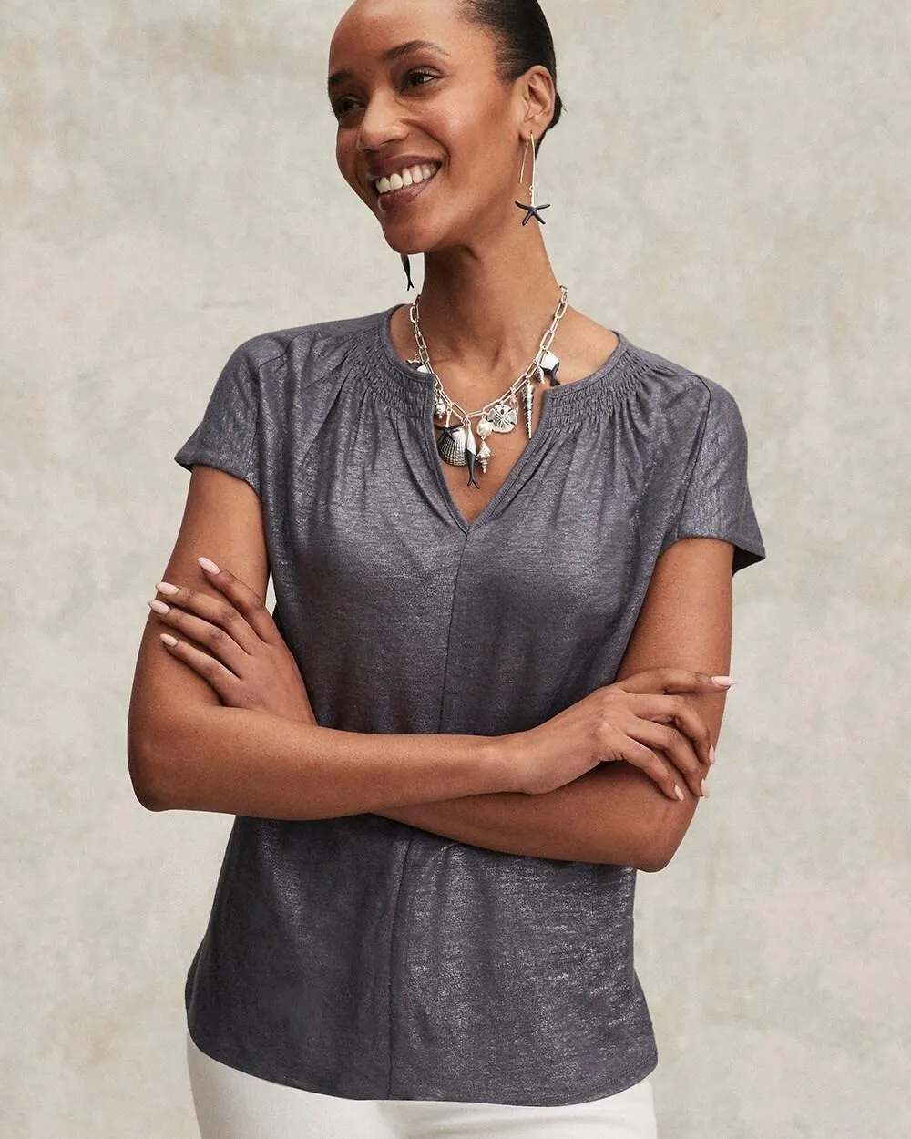 Linen Metallic Tee