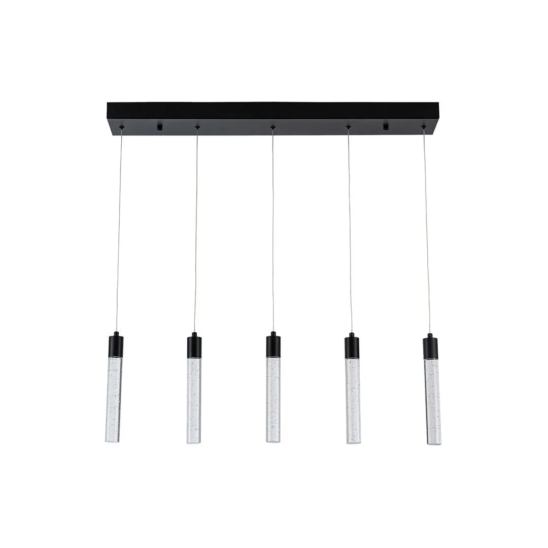 Lampara colgante led atenuable 5 luces con cuerpo de cristal con tres cambios de luz con cable de 3m