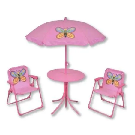 MESITA PLAYERA CON SILLITAS ROSA