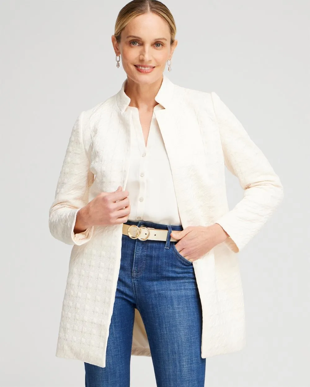 Ponte Knit Jacquard Topper