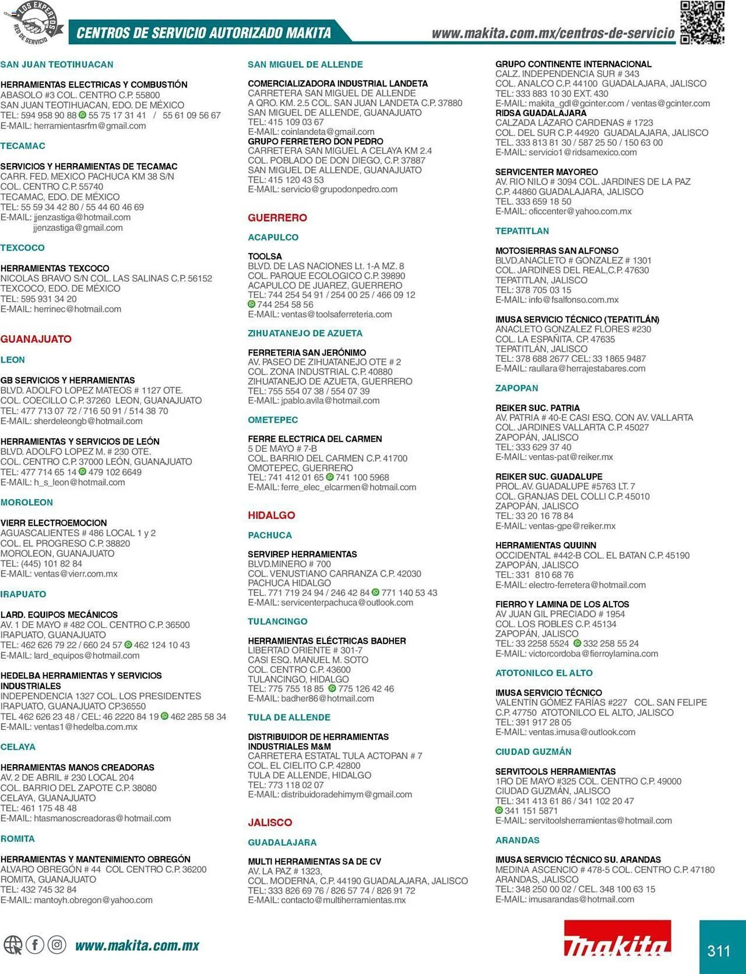 Catálogo de Catálogo Makita 8 de julio al 31 de diciembre 2025 - Pagina 311