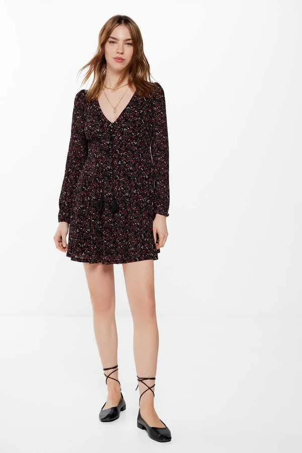 Vestido corto estampado flores