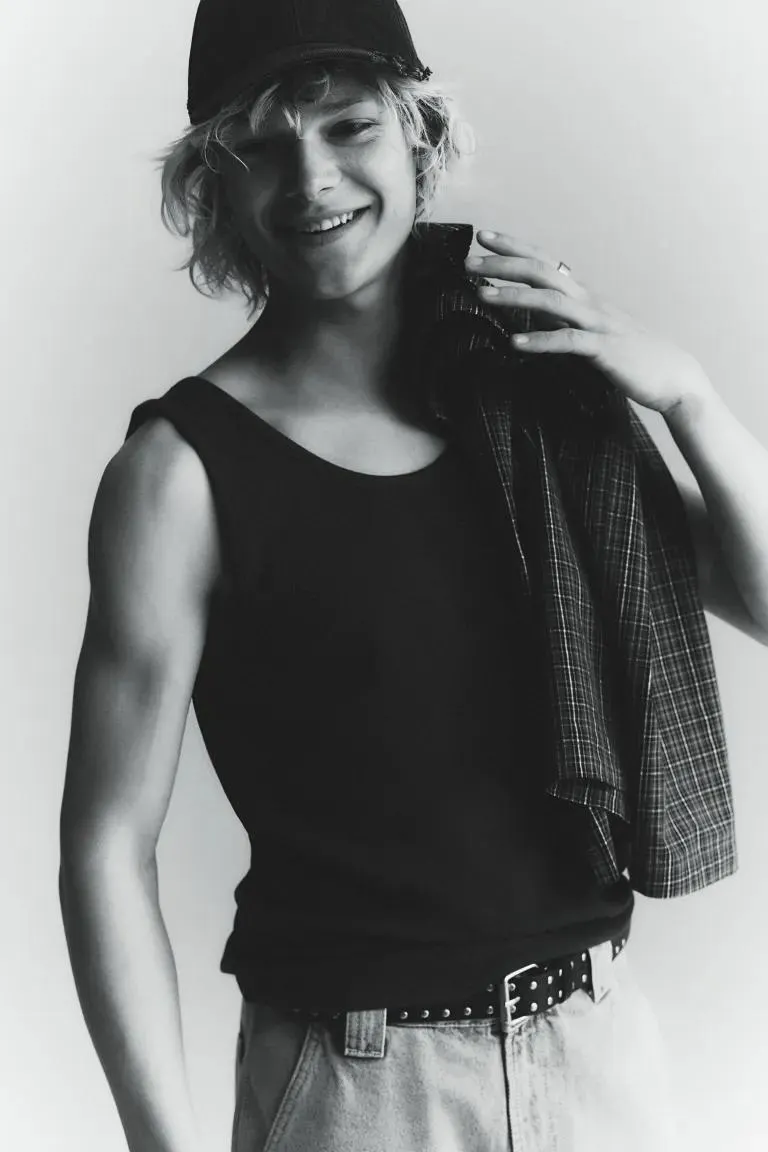 Ribattu toppi Slim Fit