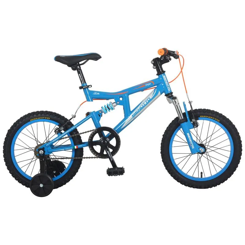 Bicicleta BENOTTO Montaña SNIPER R16 1V. Niño DS Frenos ”V” Acero Azul/Gris Talla:UN