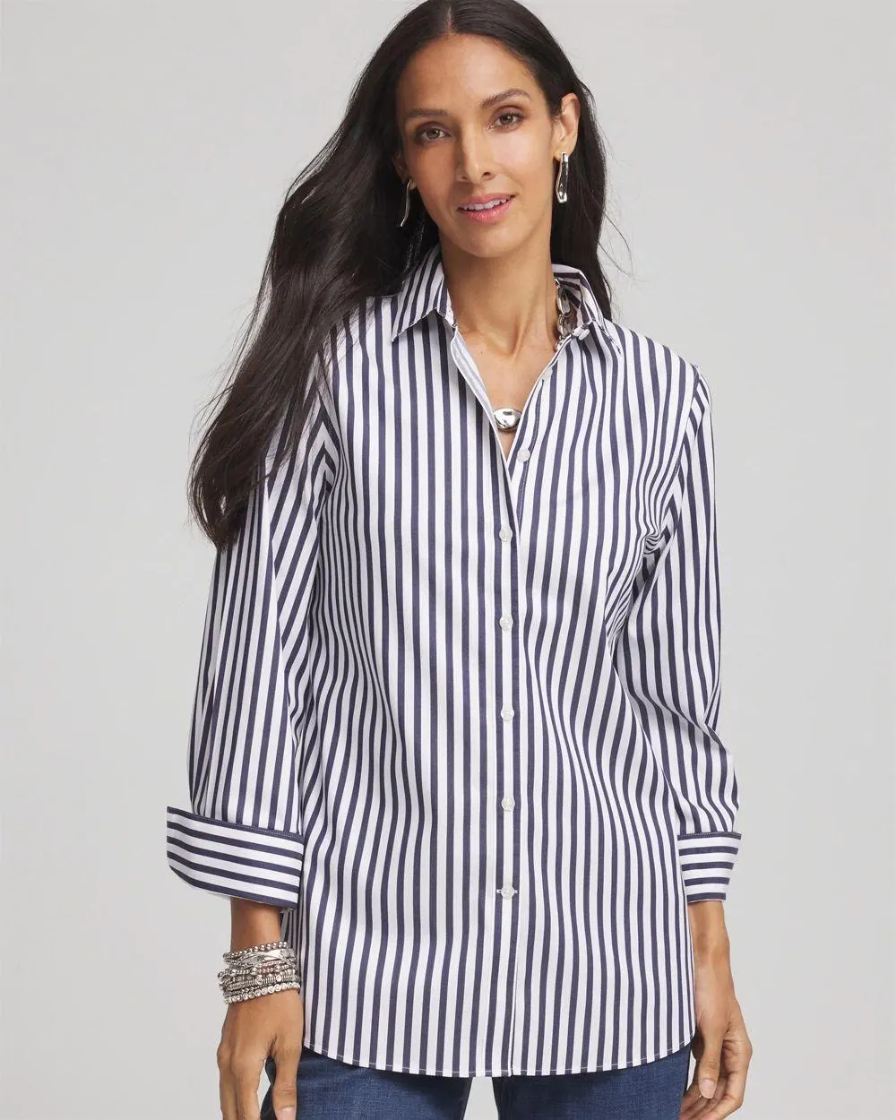 No Iron ™ Striped Sateen Shirt