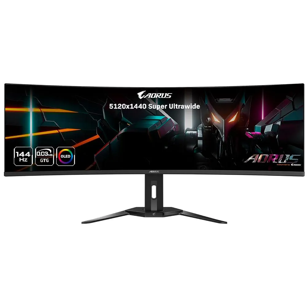 Monitor Gamer GIGABYTE AORUS CO49DQ / 49" / QD OLED / 5120x1440 DQHD 32:9 / 1800R / 144Hz / 0.03ms GTG / AMD FreeSync Premium Pro / Super Ultrawide / Negro / CO49DQ