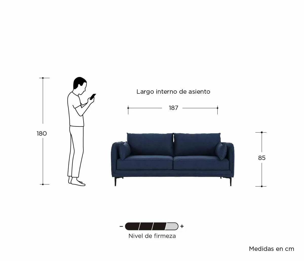 Sofá 3 cuerpos Marina - Azul