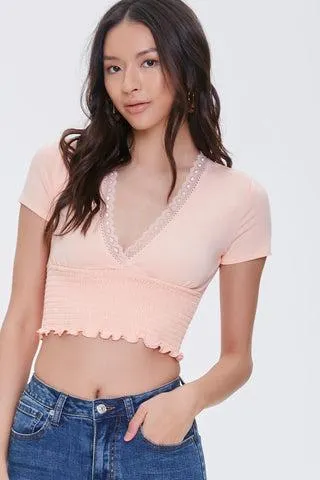 BLUSA DE ENCAJE COLOR SALMON