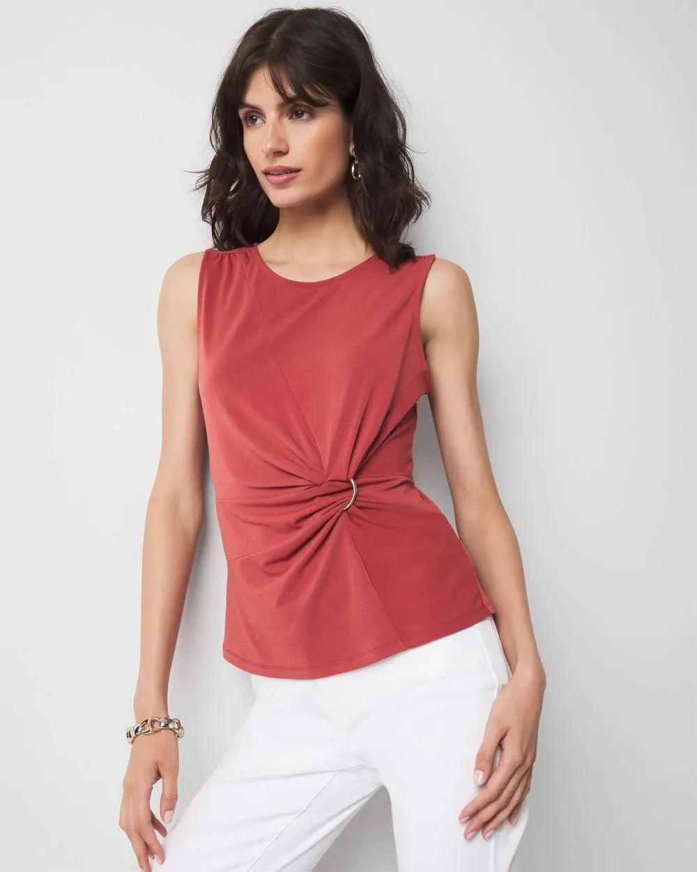 Ring Detail Ruched Tank